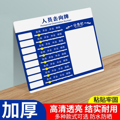 亚克力人员去向牌楼层科室牌人防办公告知牌员工岗位门牌去向板标