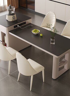2024b新款高端智能伸缩多功能岩板岛台餐桌一体家用小户型现代简