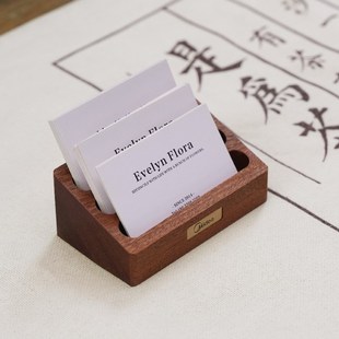 木质名片座多层名片盒定制logo卡片收纳前台商务大容量名片展示架