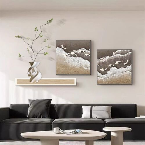 现代简约客厅挂画背有靠山电视沙发背景墙面装饰画高级.感餐厅壁