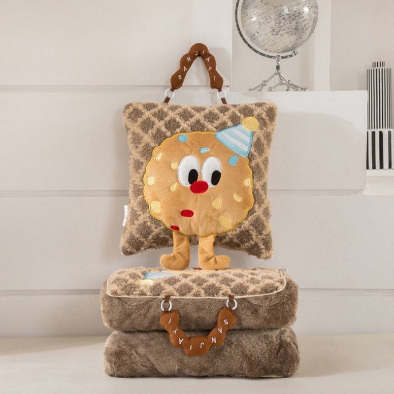 折叠抱枕被午睡毯子午休车载空调被腰靠坐垫加厚毛绒礼品曲奇饼干,居家布艺,抱枕被,淘宝优惠券,粉丝福利购,淘宝优惠卷