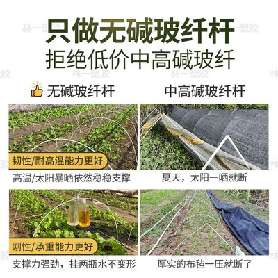 拱棚支架家用农用菜棚花棚保w温实心大小棚架杆条玻璃纤维棒代发