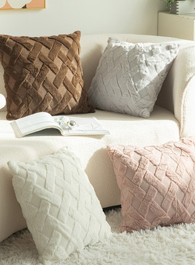 网红款奶油风几何靠垫飘窗u白色抱枕卧室床上靠枕床头客厅沙发靠