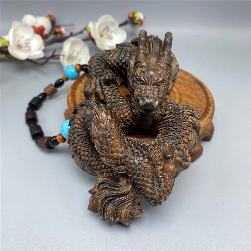 飞龙在天达d拉干木雕刻龙牌挂件文玩工艺品手把件汽车内装饰品吊