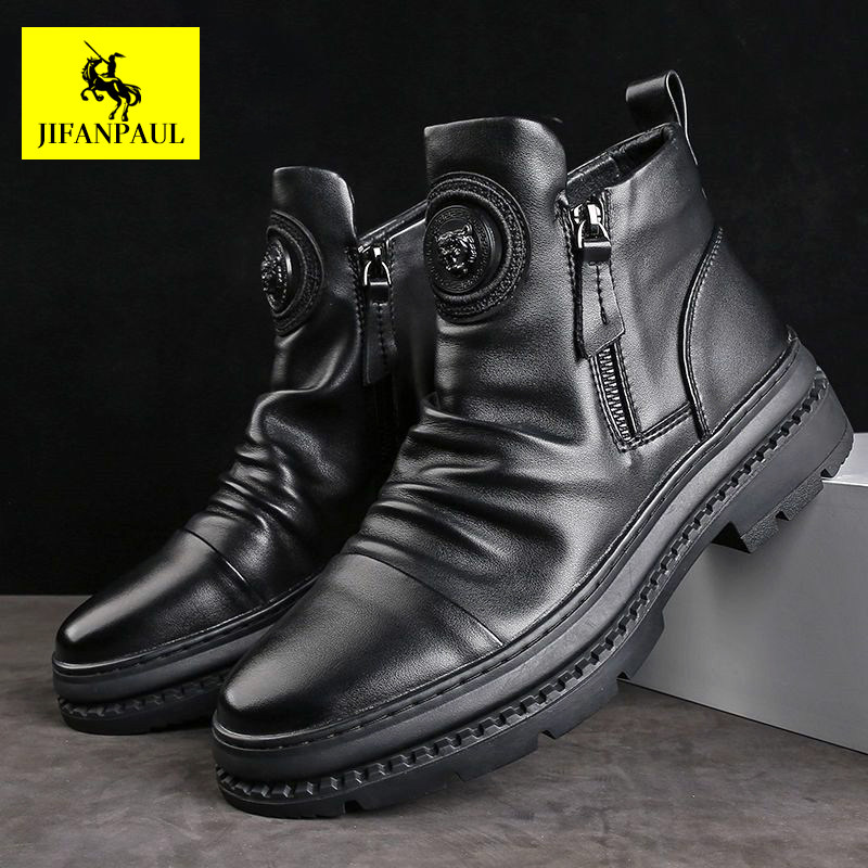 马丁靴男款2025n新款秋冬季高帮英伦皮靴子侧拉链男鞋男士软皮皮