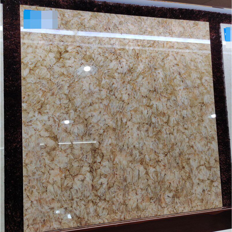 800亮光棕黄色爆米花微晶石瓷砖 客餐厅厨卫过道简约现代地砖室内