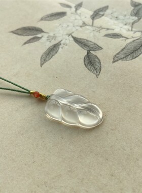 叶子 天然高冰玉髓树叶吊坠一夜成名宝石坠子 女生可爱小众锁骨链