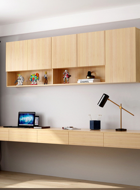 书架墙上壁挂式实木挂墙壁柜定制隔板吊柜悬空书R桌客厅卧室置物