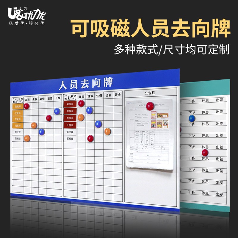 去向牌可吸磁性宿舍标示牌告知牌公告栏表办公室门牌人员去向牌Q