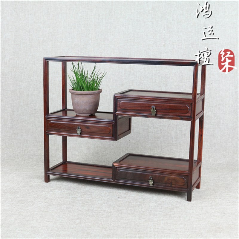 红木工艺品博古架 红酸枝多宝架底座紫砂壶架P茶壶架 盆景奇石底
