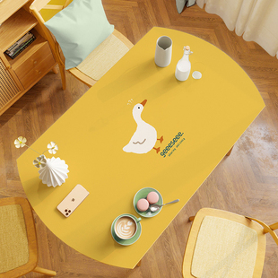 可爱卡通椭圆形餐桌布防水防油免洗防烫桌垫可折叠伸缩Z桌圆桌台