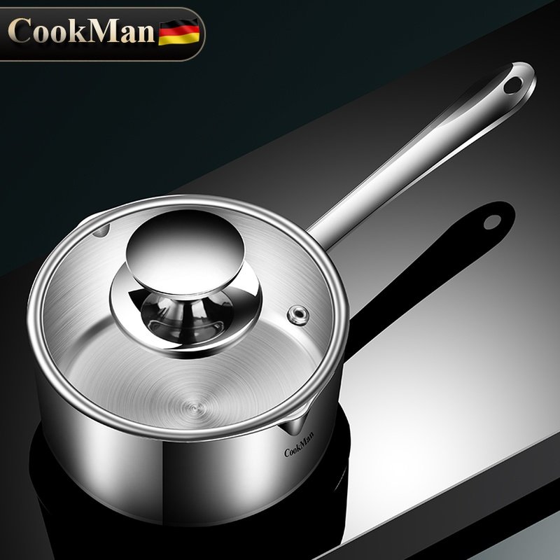 316不锈钢小奶锅宝宝辅食锅加厚无涂层不粘锅泡面V锅家用蒸煮汤锅