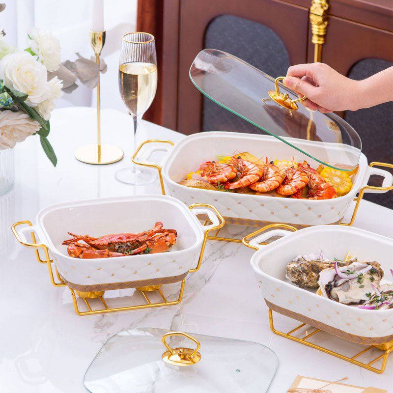 蜡烛加热陶瓷g酒精炉干锅酒店会所专用鱼盘子高级感家用明炉餐具