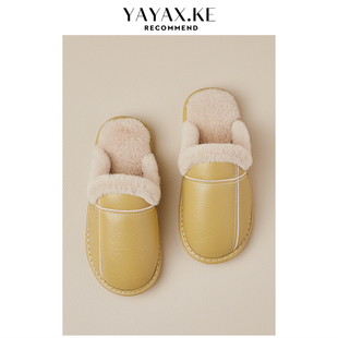 防水PU皮棉拖鞋女冬o季居家室内情侣家用毛绒保暖防滑牛筋底拖鞋