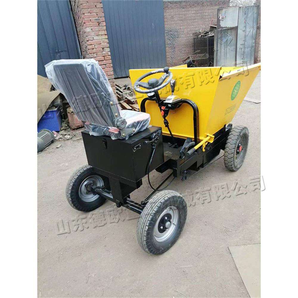 座驾式电动翻斗车 建筑砂浆运输小推车 工地用建筑垃圾灰斗车