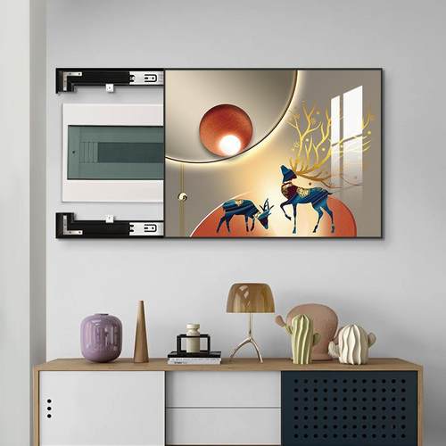 北欧轻奢电表箱装饰画现代简约靠墙配电箱挂画免打孔开关电闸箱画