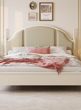 法式实木床简约双人床1.5米黑色复古公主床1.8主卧婚床中古风家具