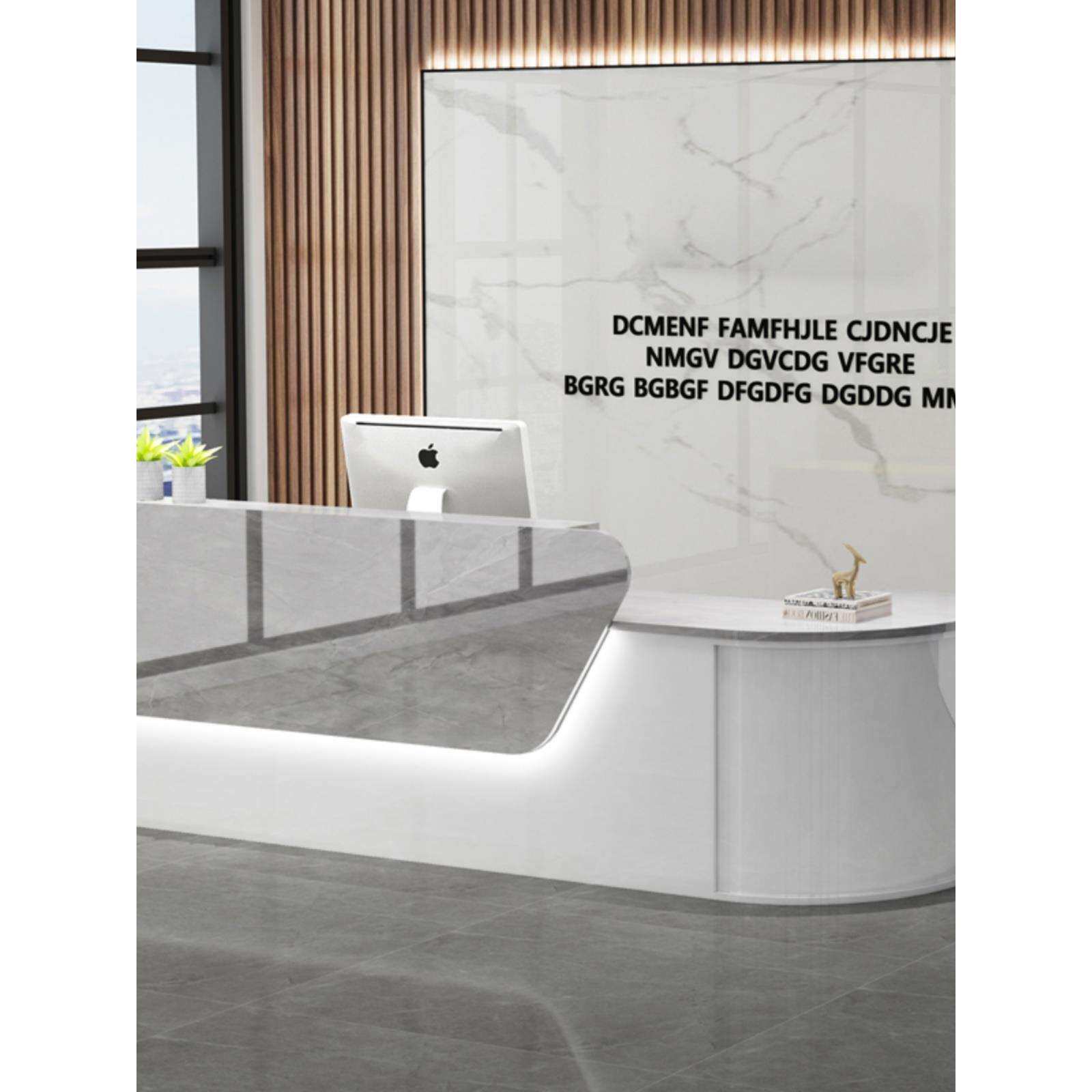 可定吧台收银台简约现代服装店奶茶小型柜台桌弧形圆角前台接待台