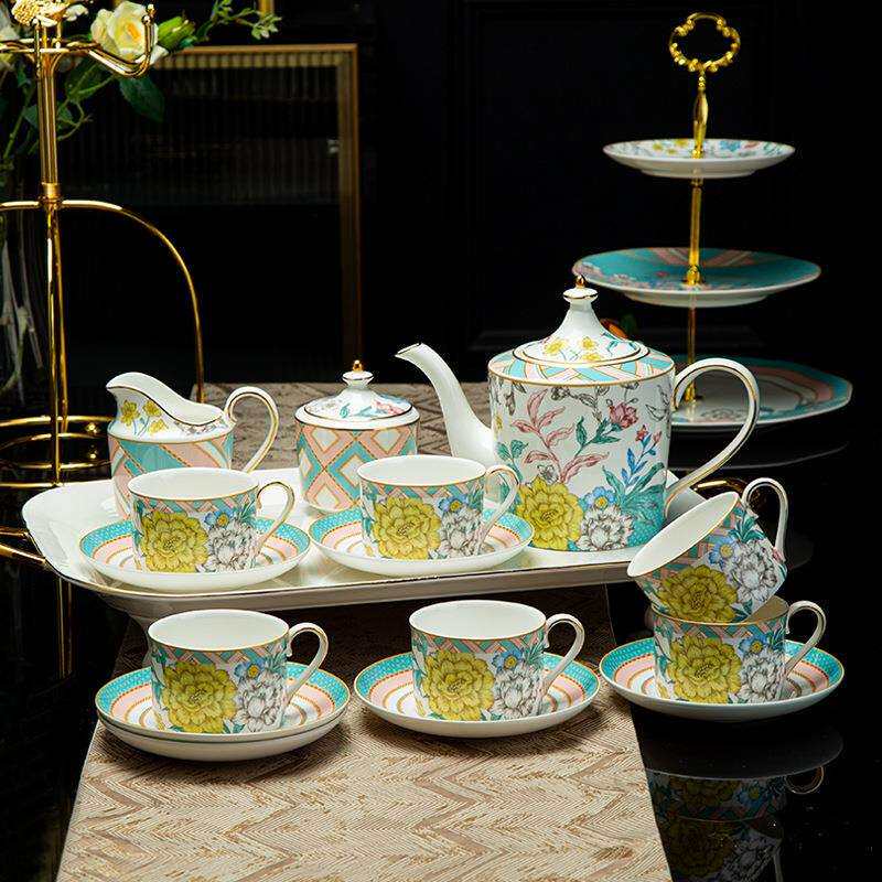 时尚田园风骨瓷冷水壶家用泡茶壶绿茶荞麦茶壶高颜值水果花茶壶