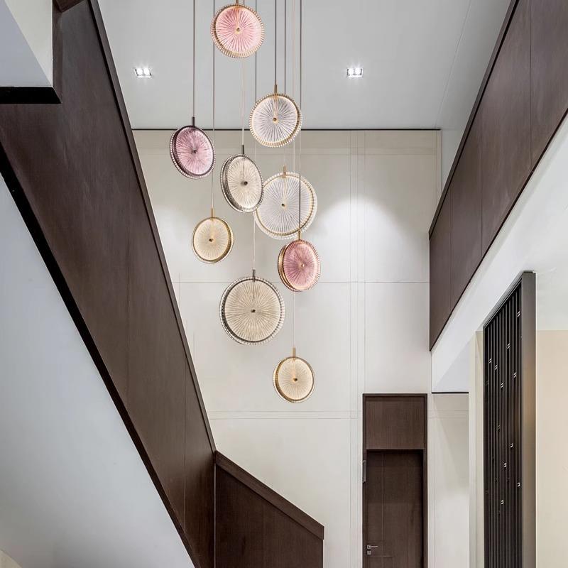 简约现代艺彩色玻璃卧室床头吊灯设计师复式楼别墅吧台过道楼梯灯