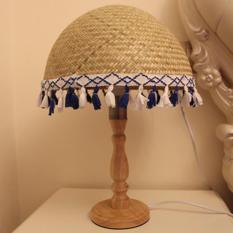 中式民宿客栈竹编台灯 客厅茶几卧室床头书柜装饰草编台灯