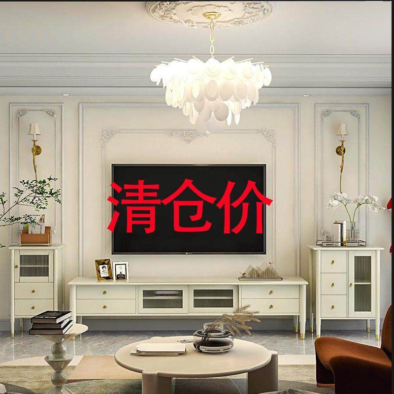 法式轻奢奶油风全实木白色电视柜简约客厅地柜影视柜储物边柜,电子元器件市场,其它元器件,淘宝优惠券,粉丝福利购,淘宝优惠卷