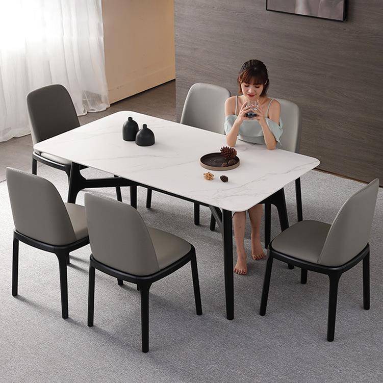 北欧实木岩板餐桌椅组合家用小户型现代简约长方形饭桌4人6人