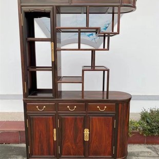 印尼黑酸枝阔叶黄檀双面r隔厅柜储物博古架仿古典新中式红木家具