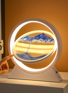 3D流沙画摆件创意夜灯艺术沙漏客厅办公室L酒柜电视柜家居装饰礼