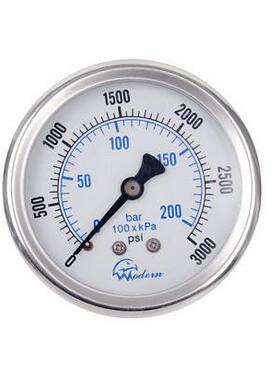 60mm轴向耐震充油压力表，200bar轴向不锈钢压力表厂家直销