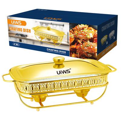 跨境货源长方形玻璃餐炉CHAFING DISH餐厅自助式食物加热酒精干锅