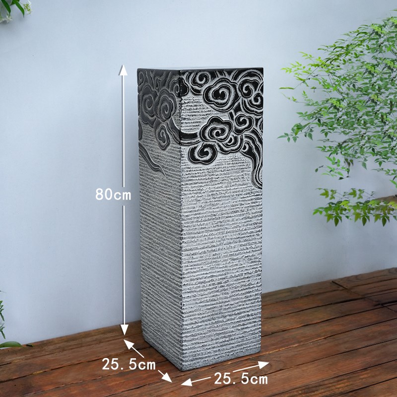 新中式祥云展示柱 仿石柱墩子落地摆件室外庭院花U盆底座盆景花架