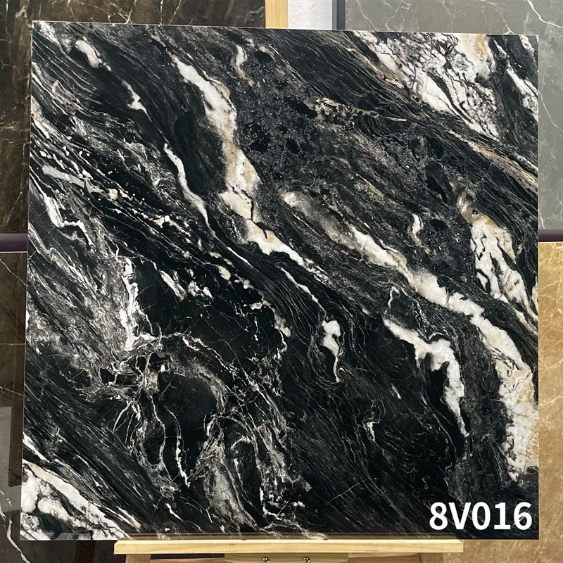 深黑色通体大理石瓷砖酒店KTV房x间全抛釉地砖800*800客厅背景墙