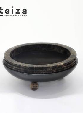 Oteiza现h代轻奢样板房客厅茶几托盘摆件个性高脚金属大理石果盘