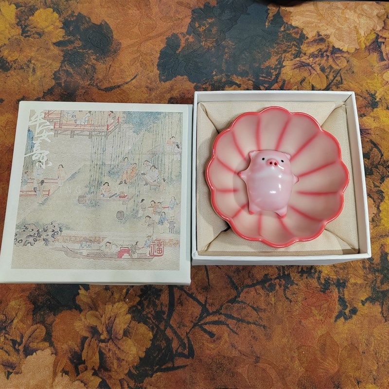 新款创意红土猪油冻莲花加泡泡猪茶宠开片W可养功夫茶具