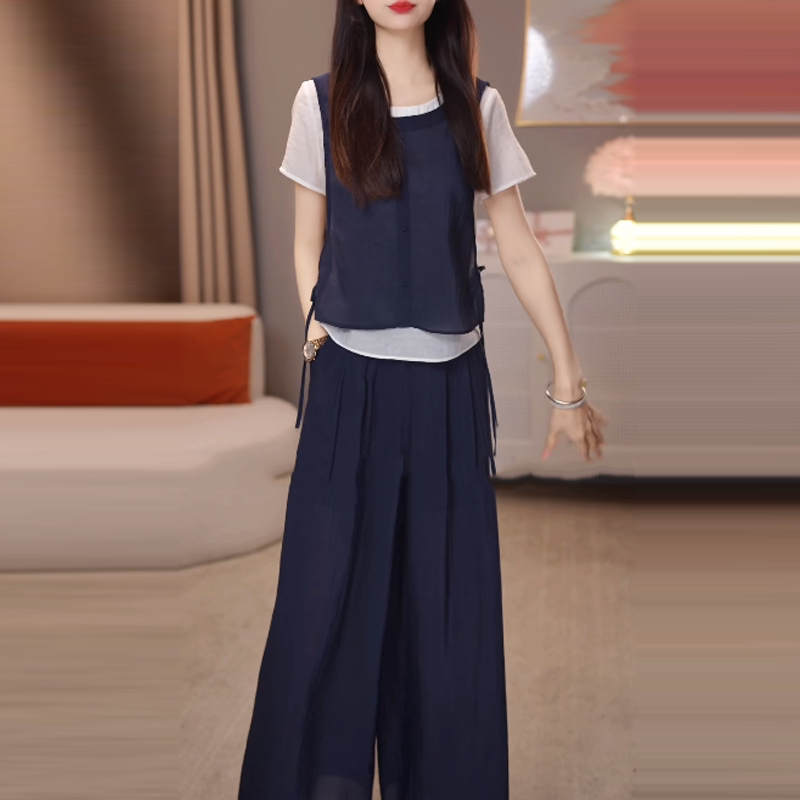 短袖两件套两件2026时尚风假新款套装套裤女长裤休闲今年流行夏季