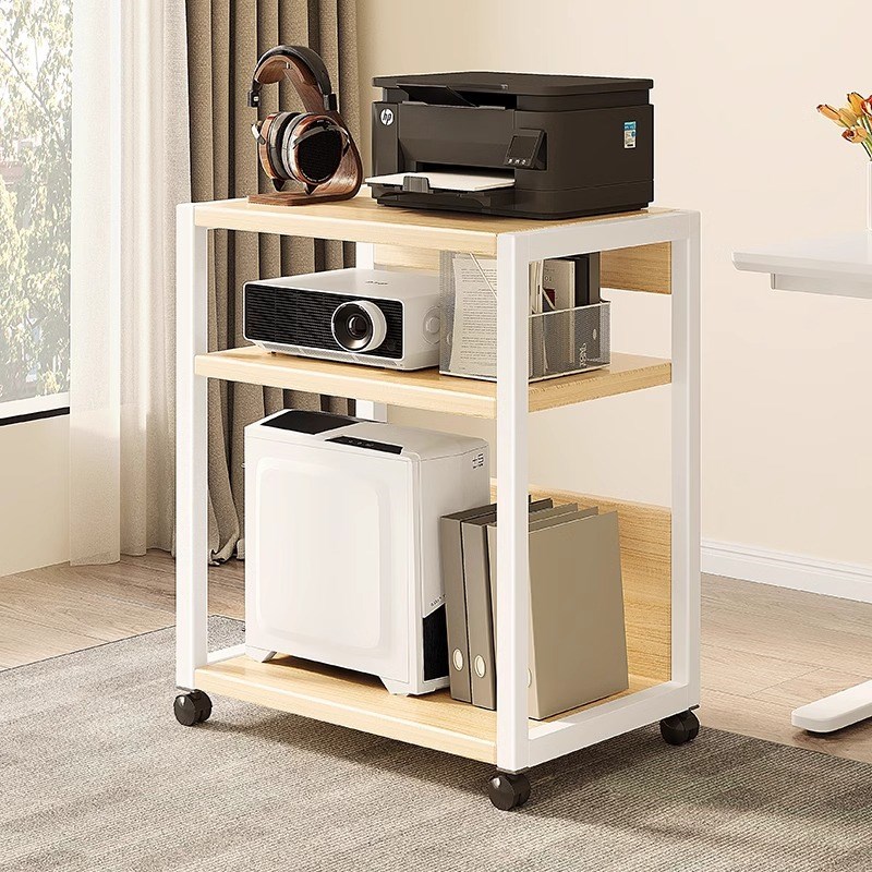 可移动办公室落地打印机置物架多层收纳书架带轮小型电脑主机托架