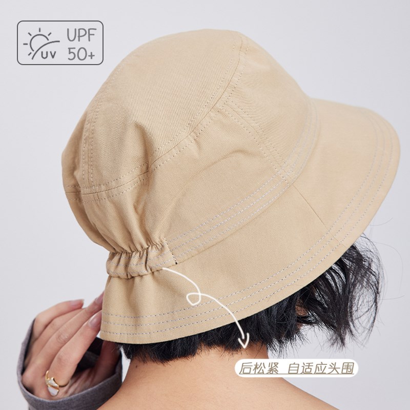 温柔年华丨纯棉日式简约渔夫帽大头围遮阳防晒帽夏季显脸小帽子女