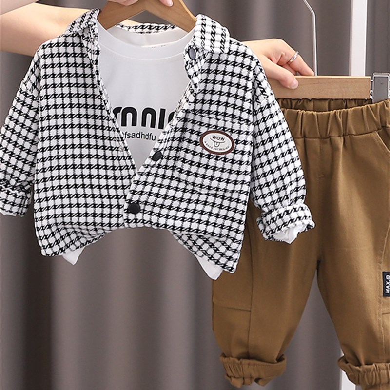 男孩秋季套装春季和秋季2025新款夹克毛衣裤子1岁2婴儿男孩夹克秋