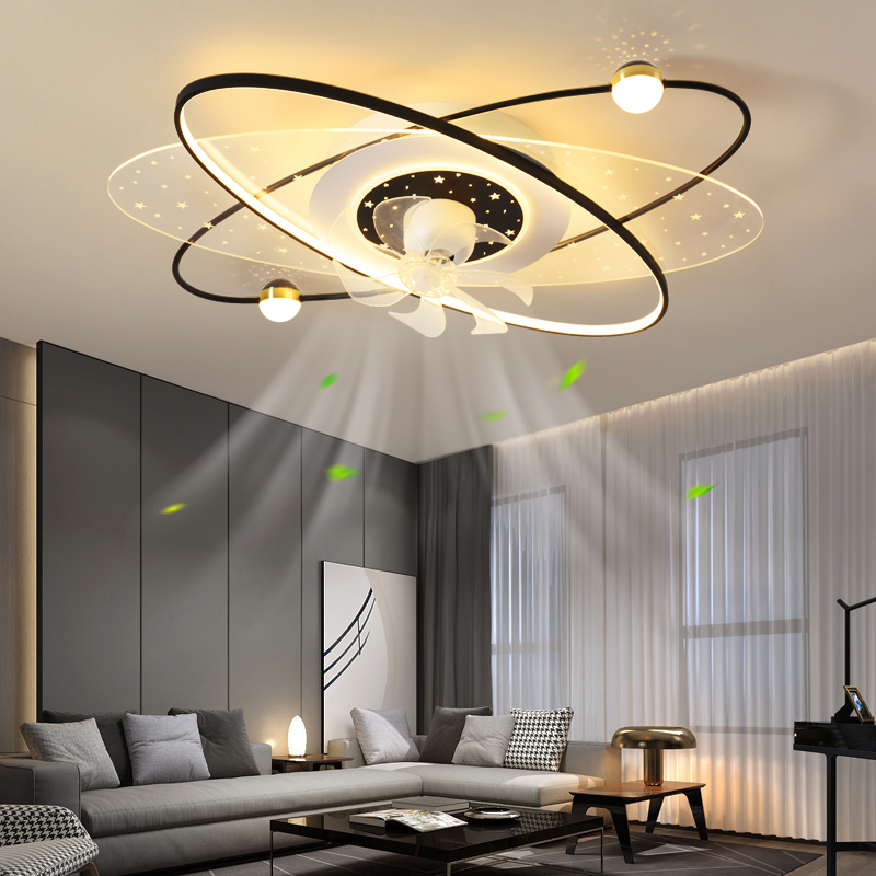 客厅风扇灯简约现代卧室摇头吸顶电扇灯北欧轻奢灯具组合全屋套餐