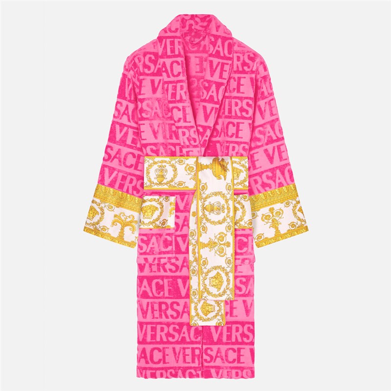 纯棉提花浴袍毛巾布奢华家居服保暖轻奢睡衣潮牌睡袍纯色长袖长袍