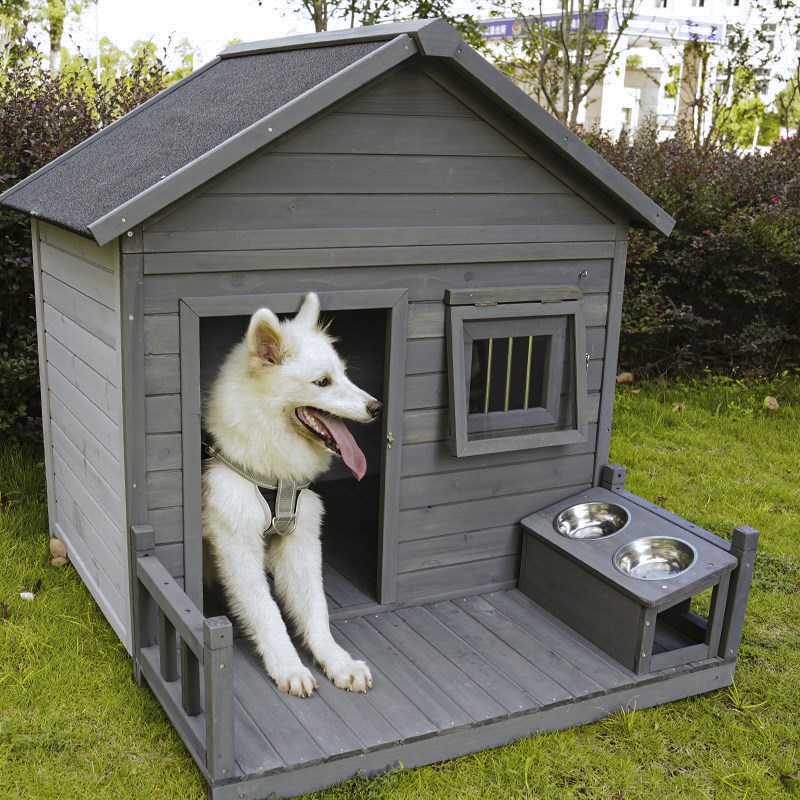 四季通用木制狗窝室外防雨户外狗屋狗笼子狗房子型狗舍保暖大型犬