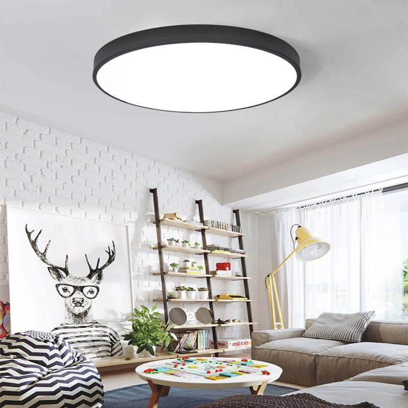 超薄吸顶灯圆形卧室客厅灯个性创意书房间黑白5cm简约现代led灯具