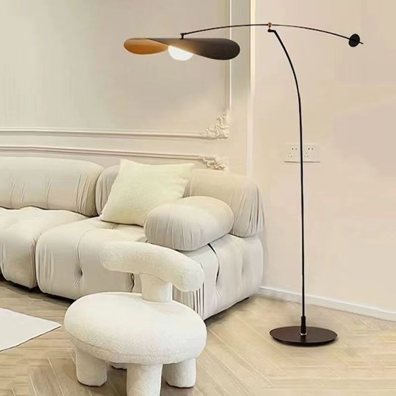 北欧中古客厅沙发落地灯后现代艺F术创意卧室酒店复古飞碟摇臂