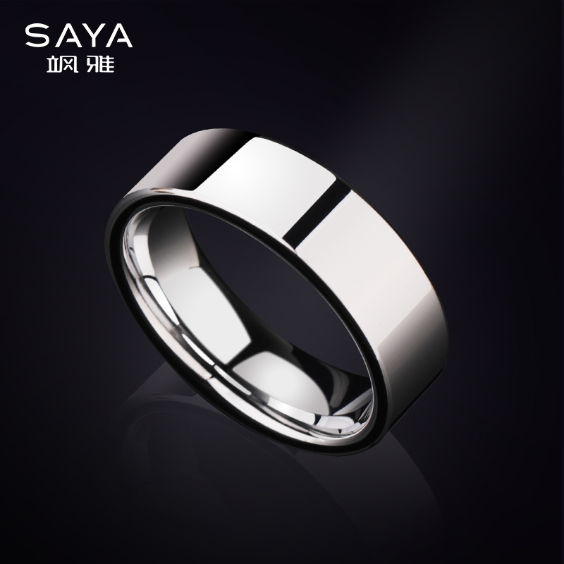 不掉色简约男女戒指潮学生食指单身戒钨金小素P圈尾戒银色男士指