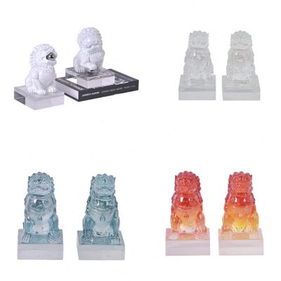 工艺玄关透明树脂样板房狮子摆件房雕塑书柜装饰品新中式办公室书