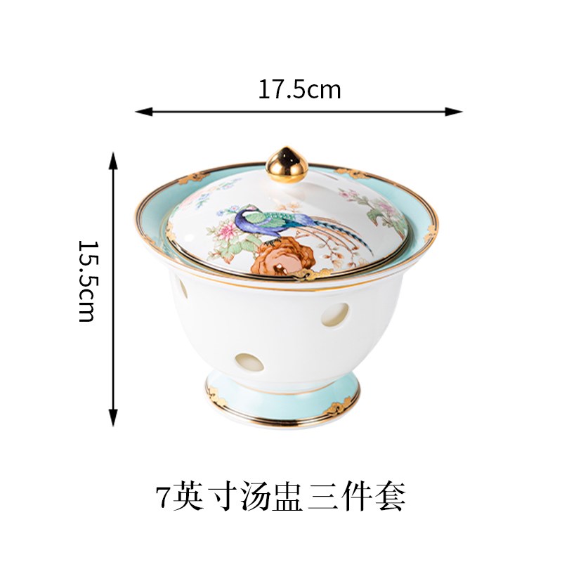 高端描金骨瓷燕窝炖n盅带盖可加热鱼翅炖炉汤盅甜品蛊大号陶瓷炖