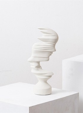 黑白哑光抽象人物摆件现代简约售楼部酒店玄关电视柜Y树脂大装饰