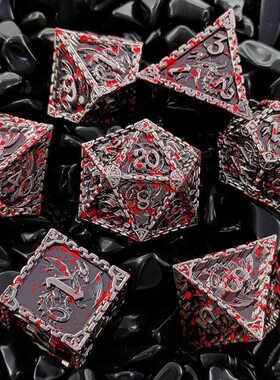 金属COC跑团骰子龙与地下城DND克苏鲁骰子dice色子7D20多面体TRPG