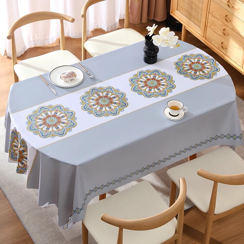 桌布免洗防水防h油防烫餐桌桌布桌垫椭圆形茶几轻奢高级感2025新